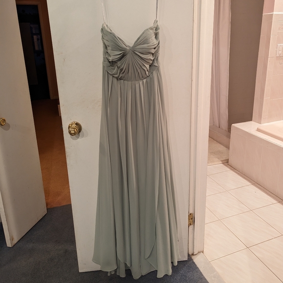 Jenny Yoo Mira Style Adjustable Chiffon Bridesmaid Dress Morning Mist Size 6 - Picture 6 of 8